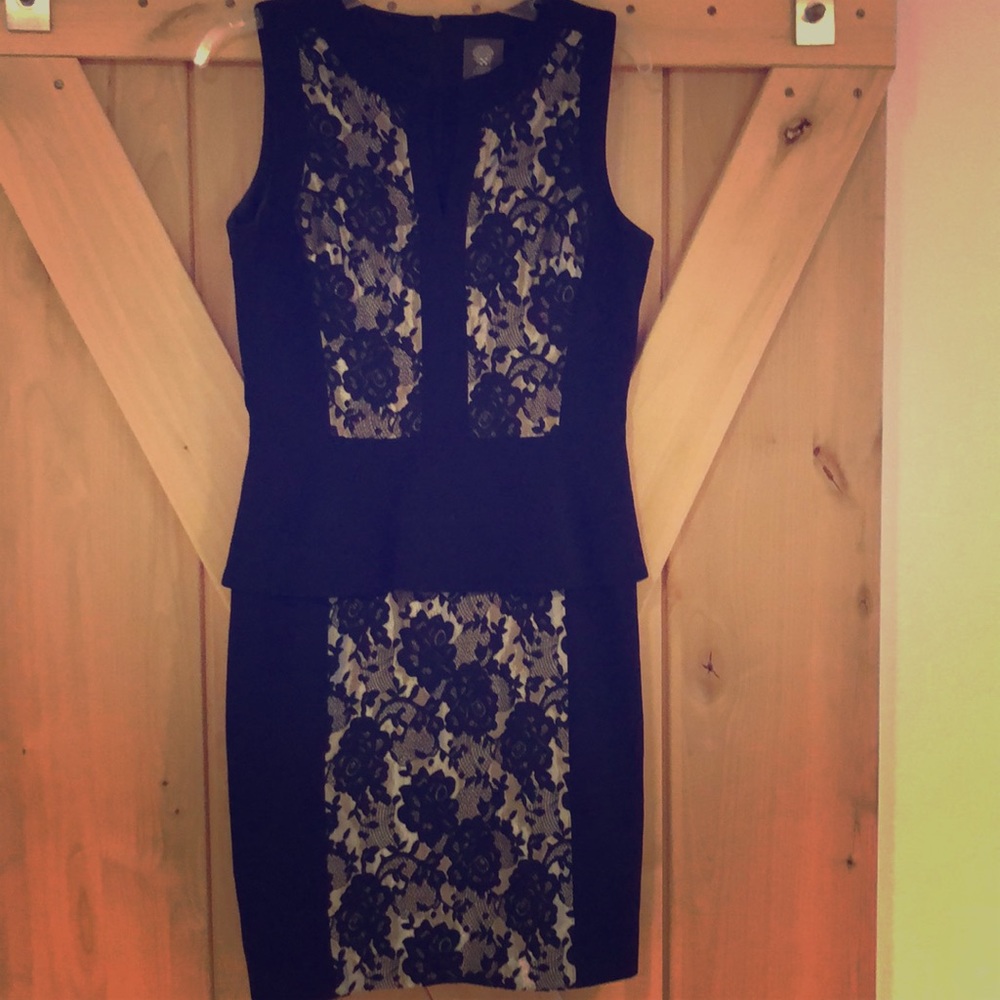 Black peplum cocktail dress